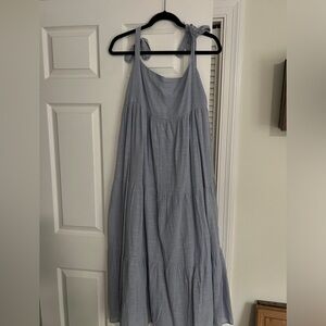 Zara Light Blue Tie-Shoulder Maxi Dress